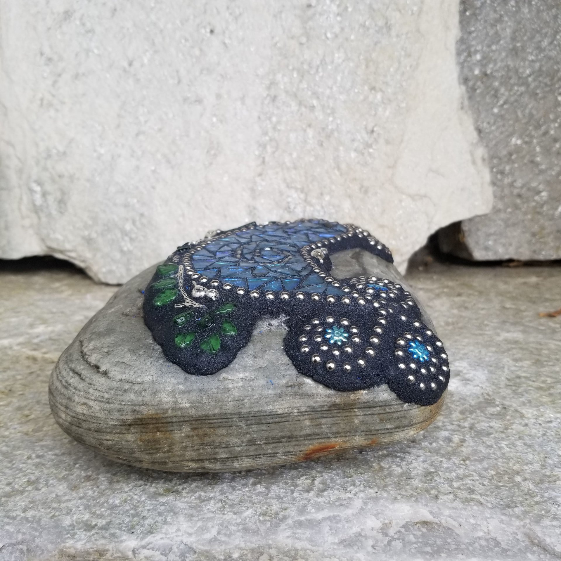 Blue Bird on a Branch Mosaic-Garden Stone