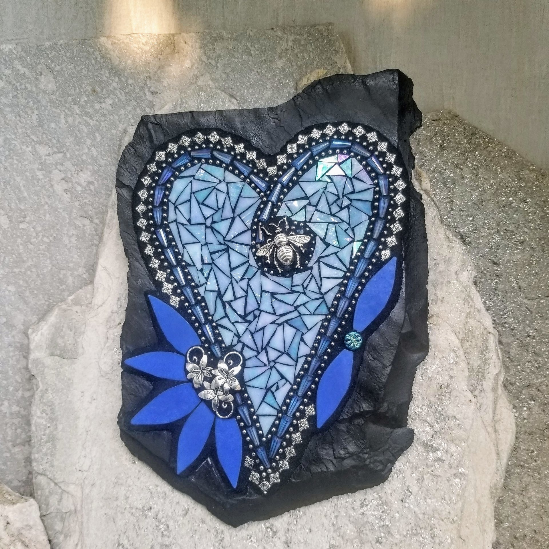 Iridescent Blue Wall Hanging Heart Porch Decor, Wall Decor