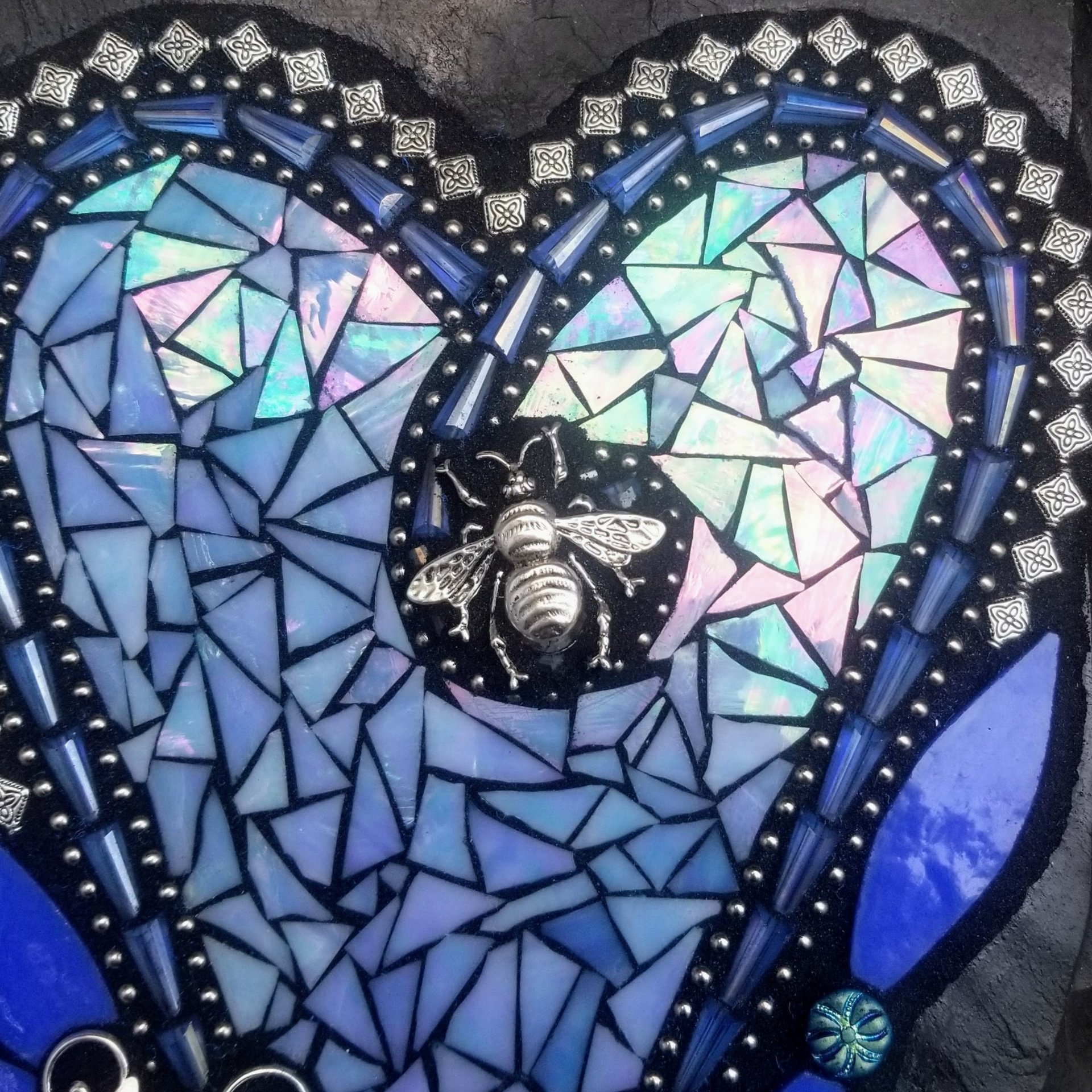 Iridescent Blue Wall Hanging Heart Porch Decor, Wall Decor