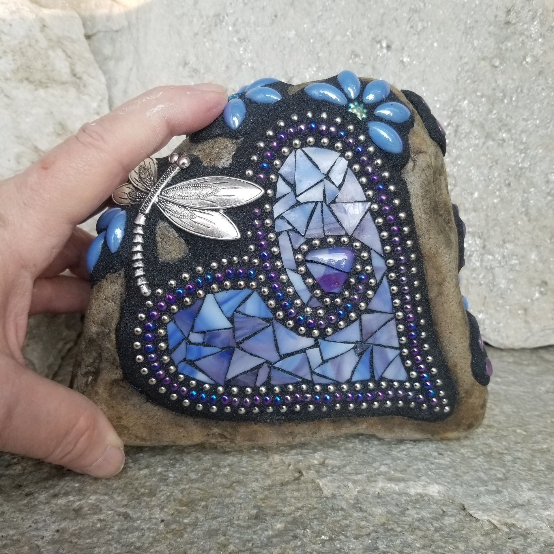 Blue Mosaic Heart Pet Memorial