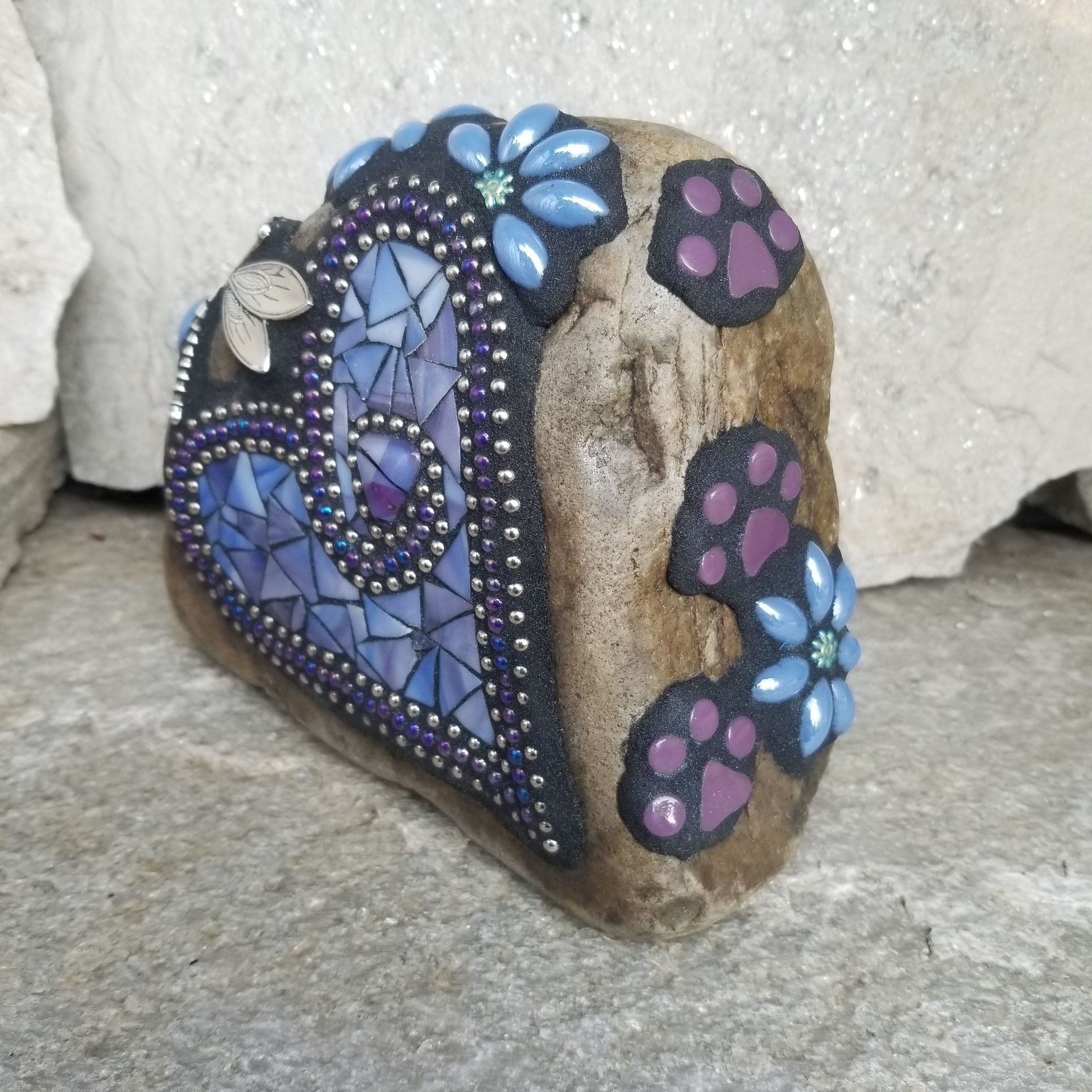 Blue Mosaic Heart Pet Memorial
