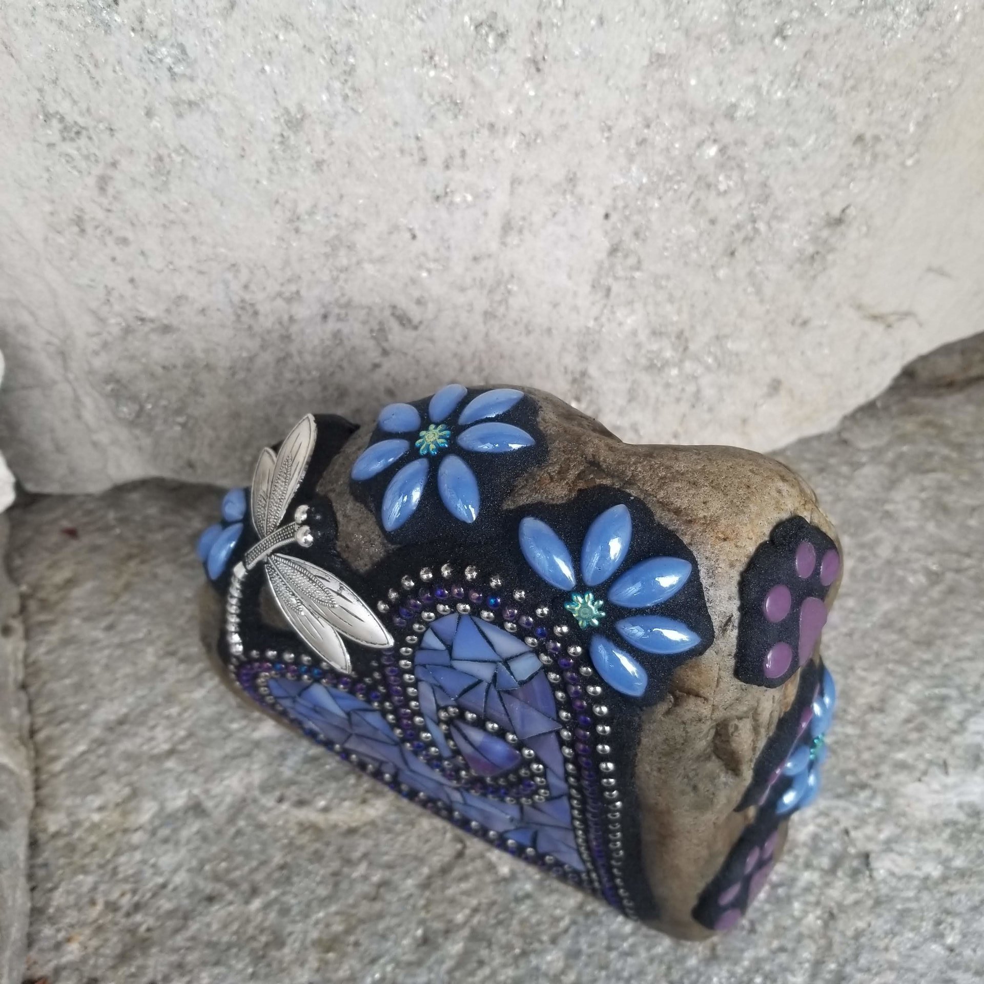 Blue Mosaic Heart Pet Memorial