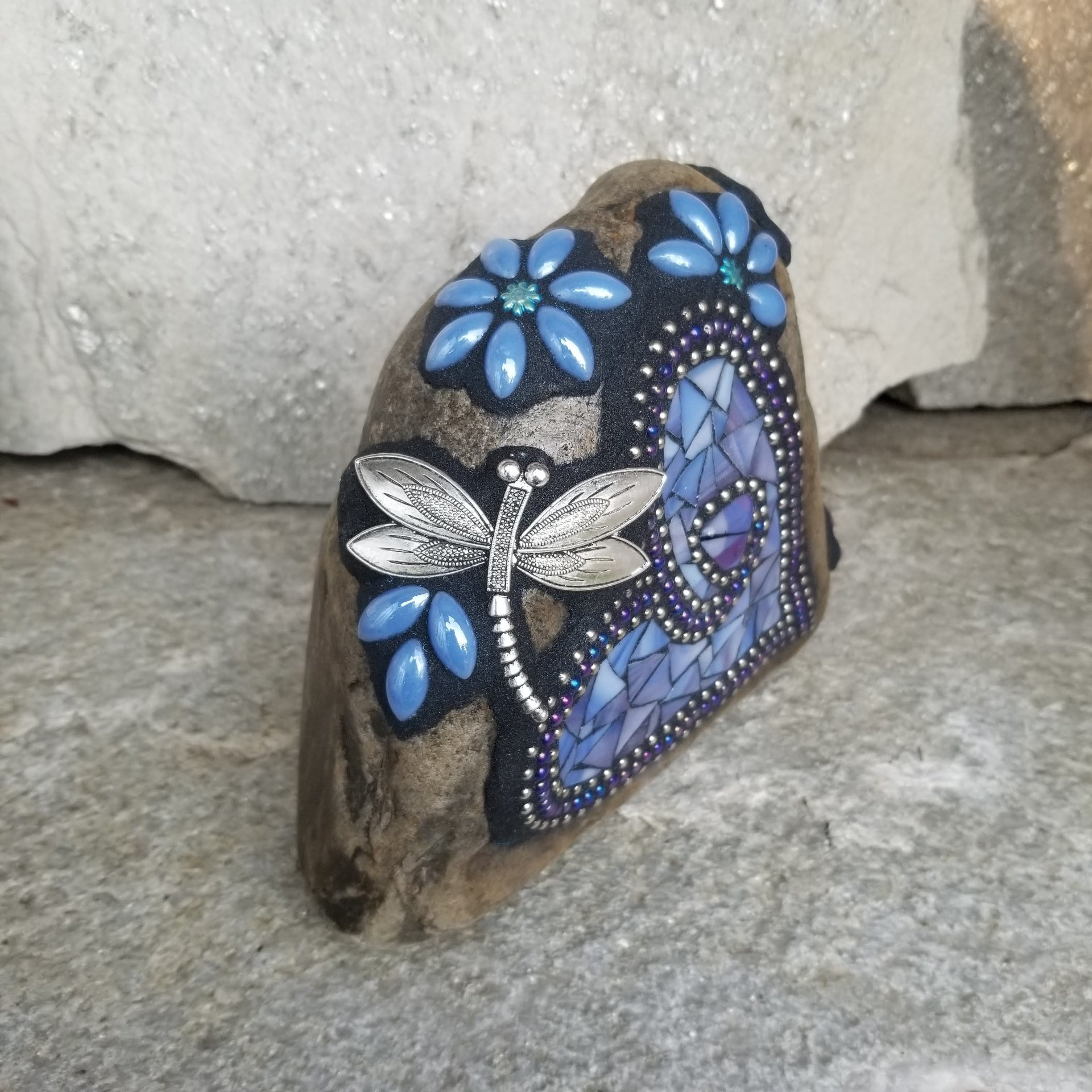 Blue Mosaic Heart Pet Memorial