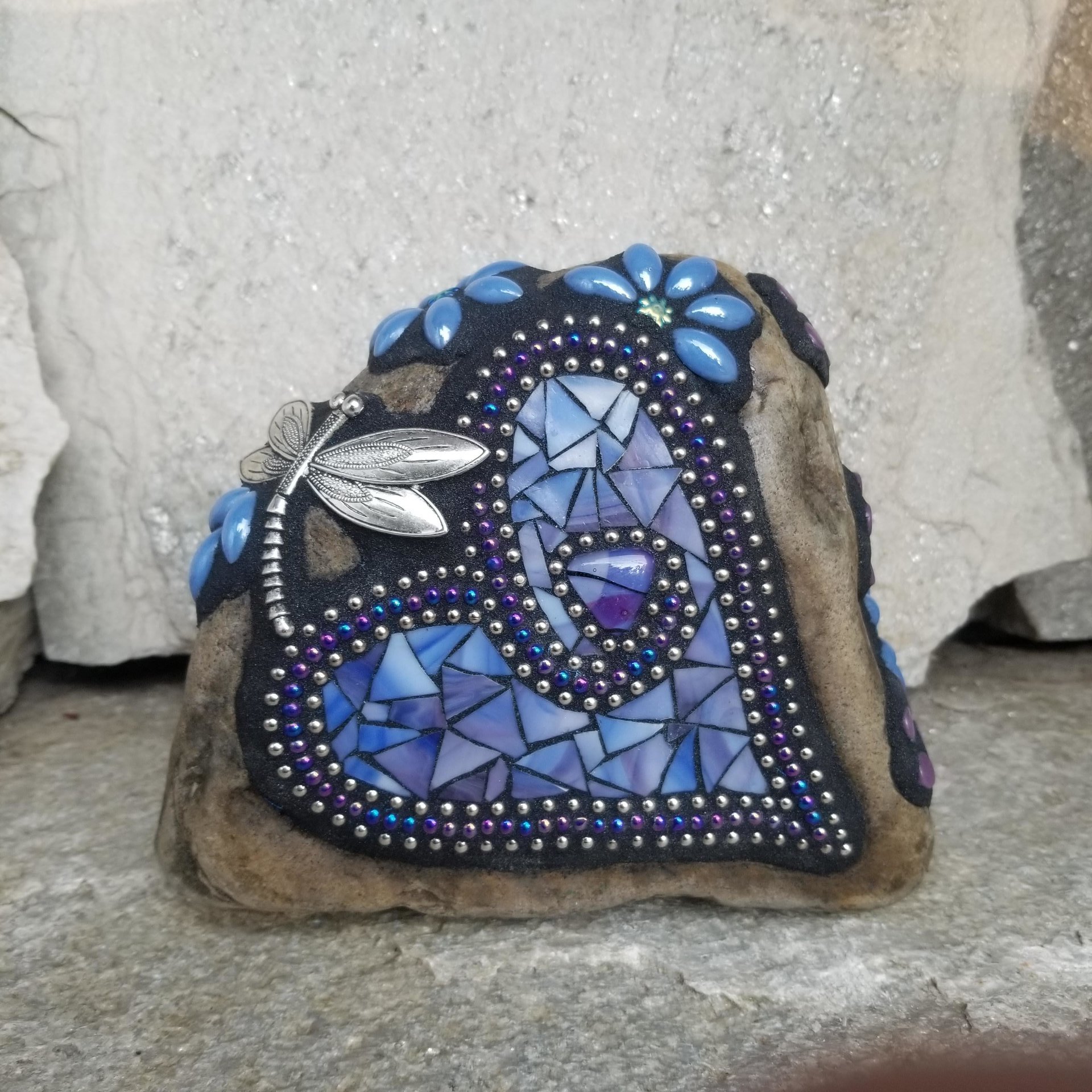 Blue Mosaic Heart Pet Memorial