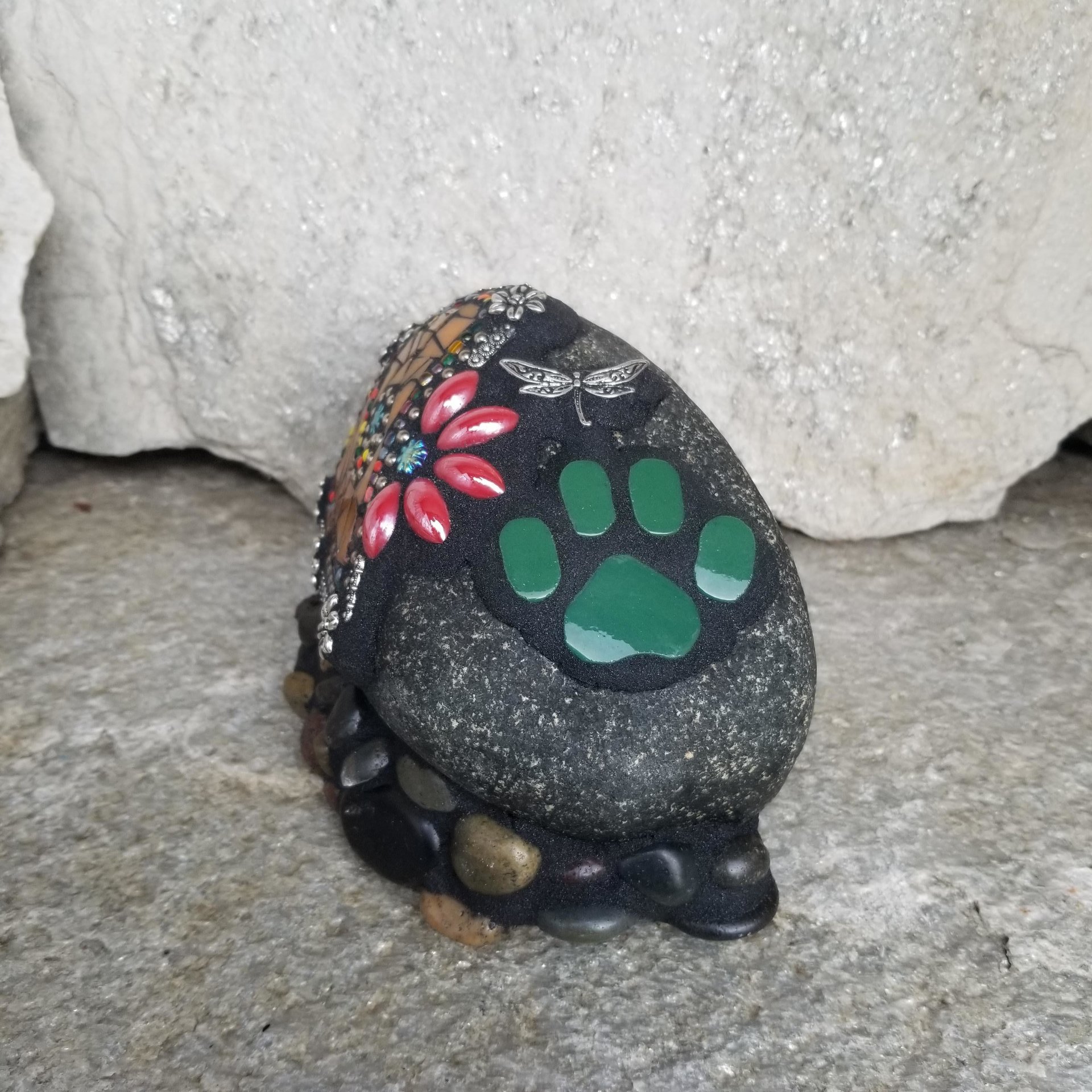 Orange Mosaic Heart Pet Memorial