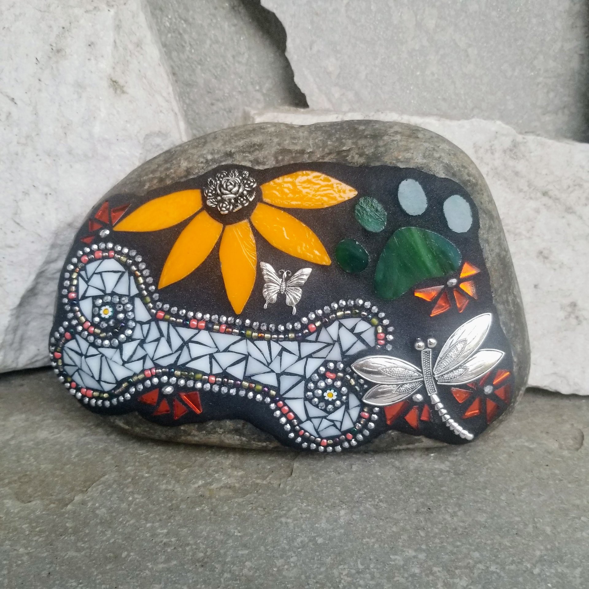 Bone and Paw Mosaic Pet Memorial