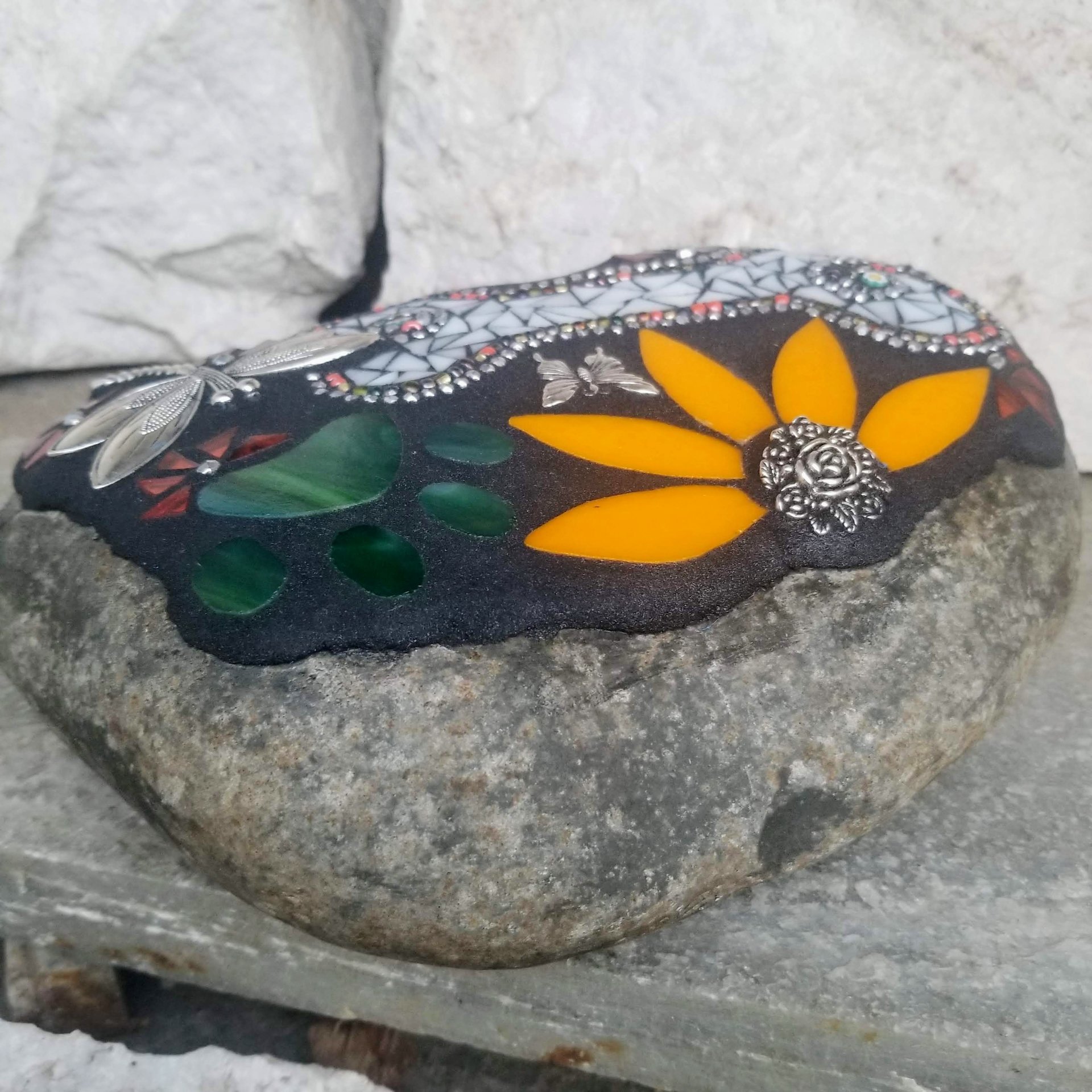 Bone and Paw Mosaic Pet Memorial