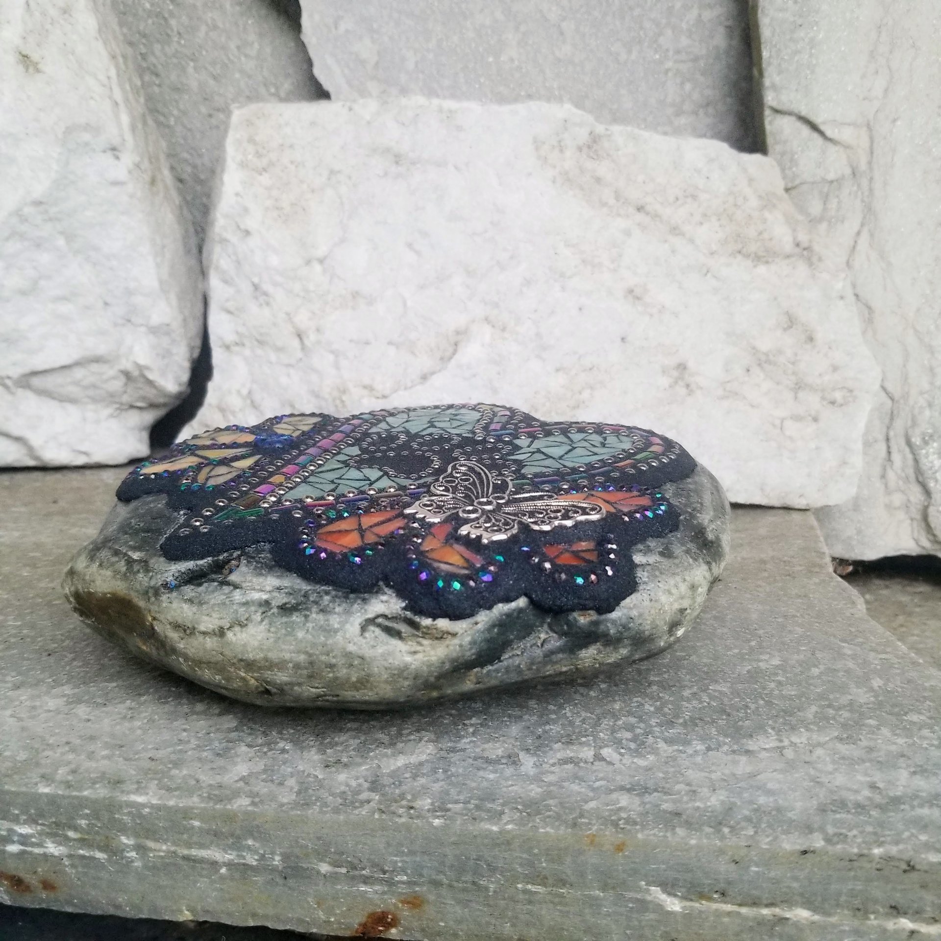 Heart Pet Memorial Mosaic Garden Stone
