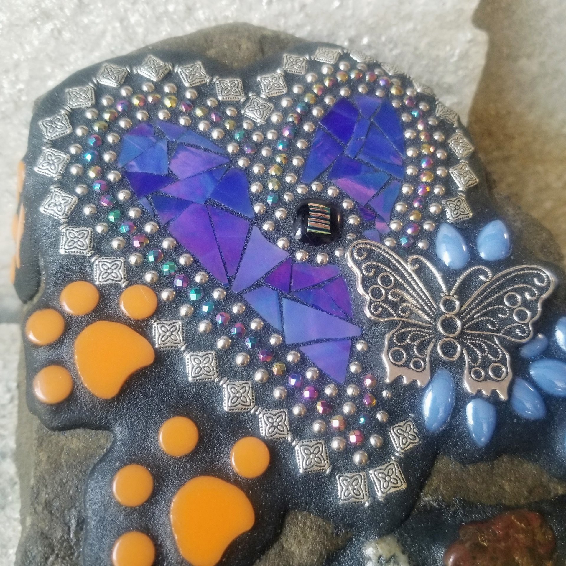 Iridescent Blue Mosaic Heart Pet Memorial