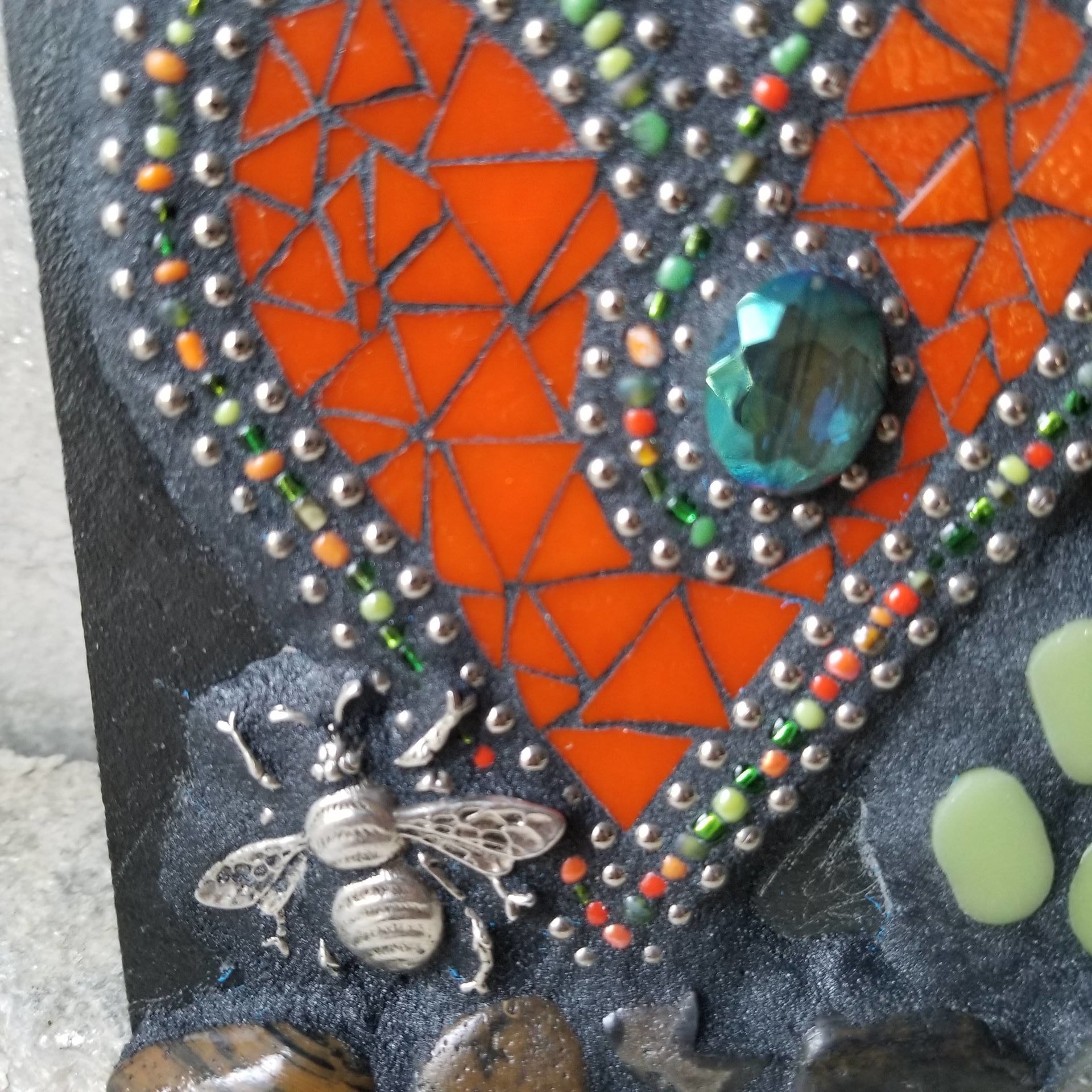 Orange Mosaic Heart Pet Memorial