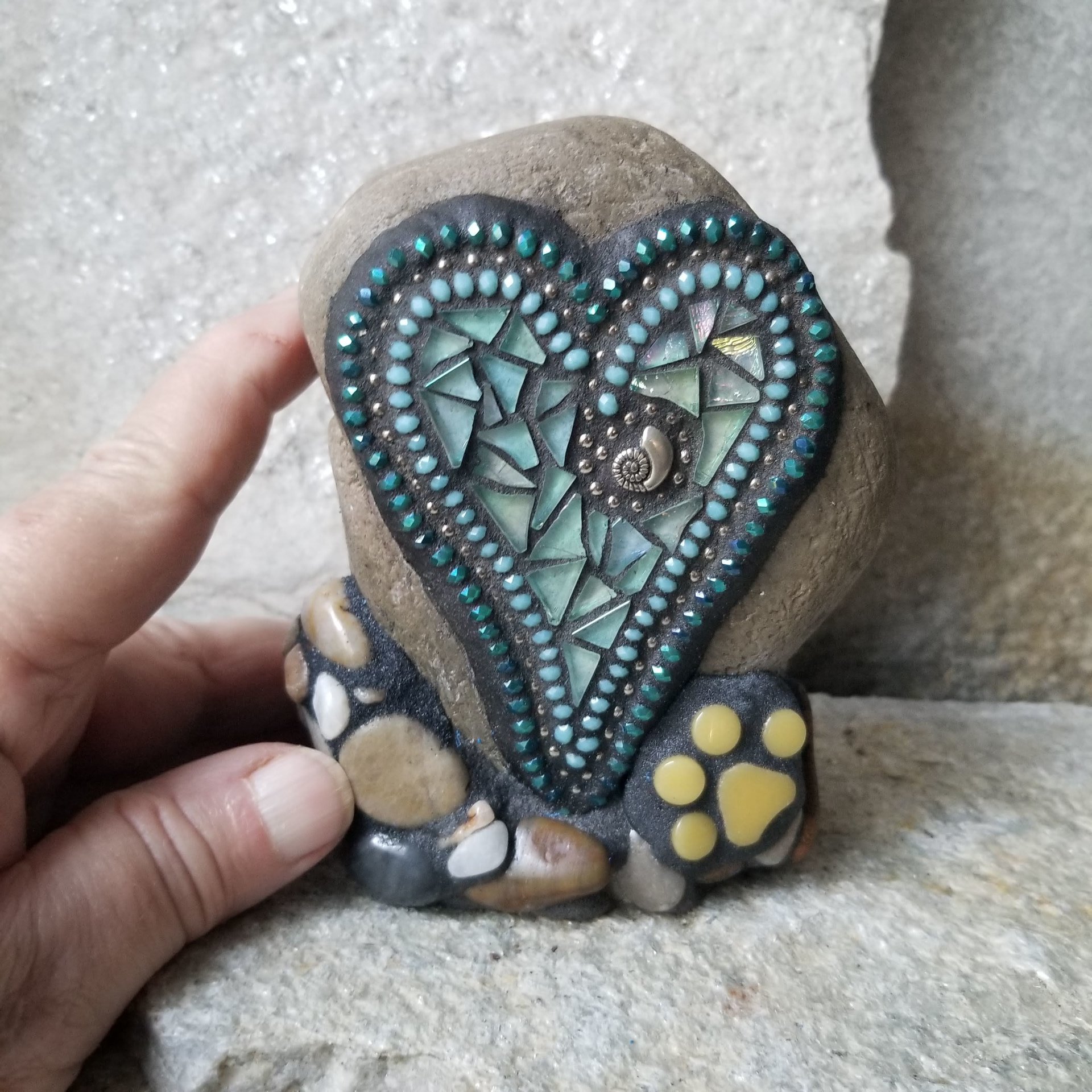 Light Blue Mosaic Heart Pet Memorial