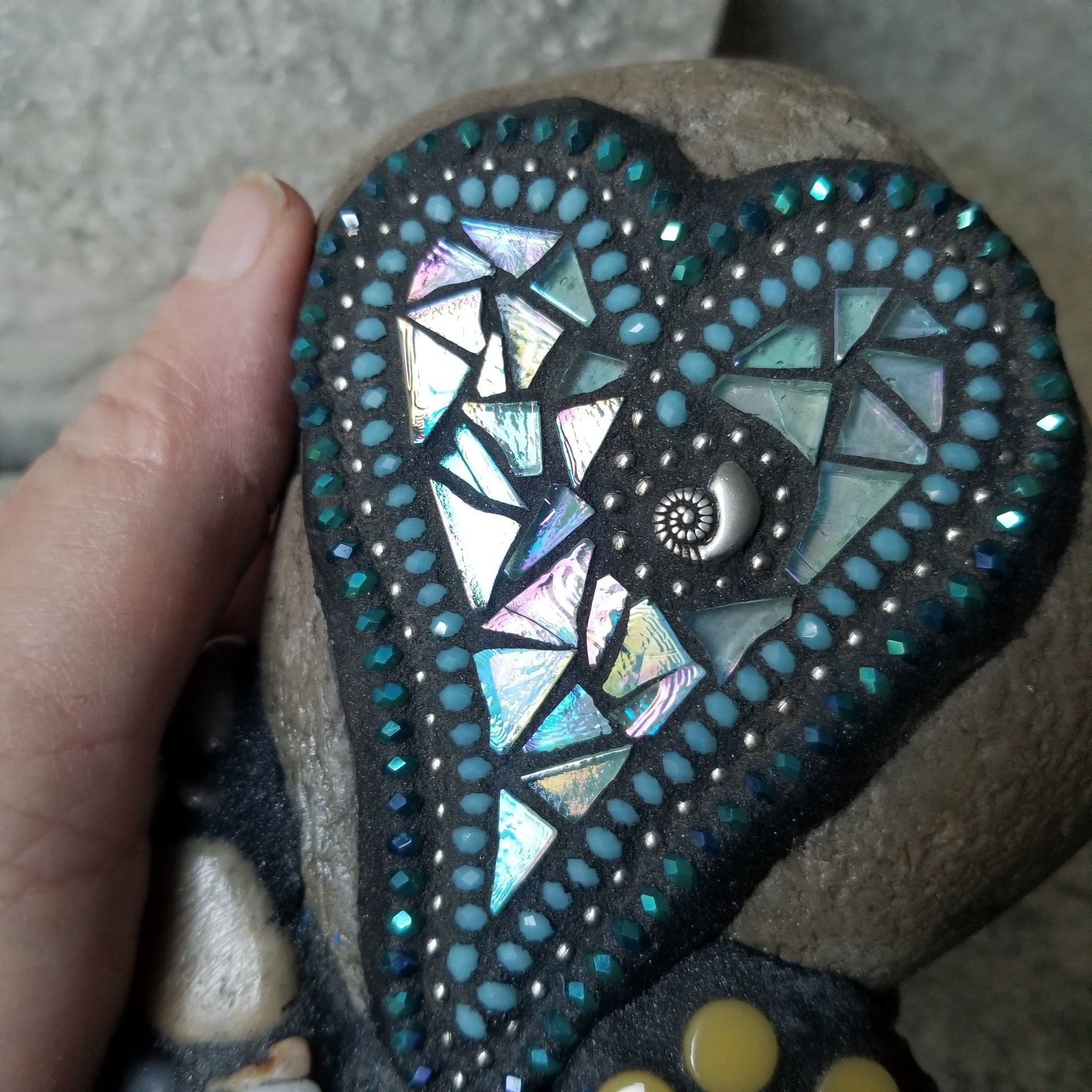 Light Blue Mosaic Heart Pet Memorial