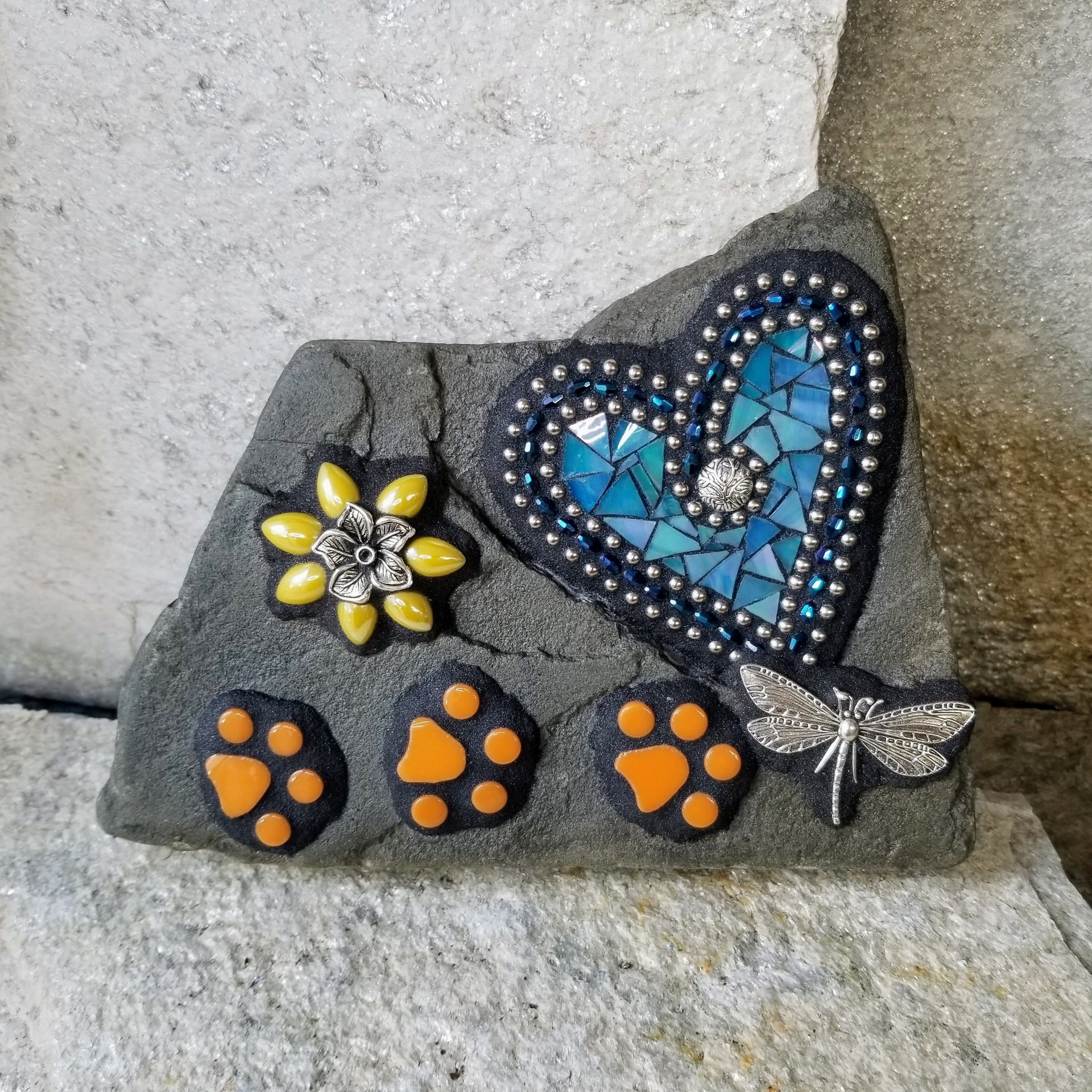 Iridescent Light Blue Mosaic Heart Pet Memorial