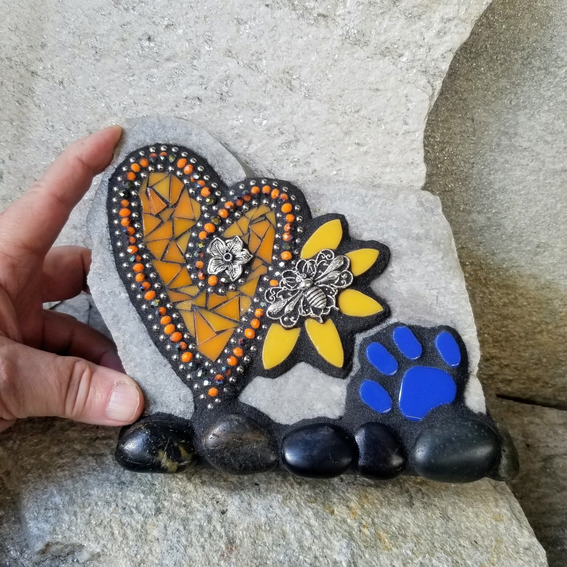 Light Orange Mosaic Heart Pet Memorial