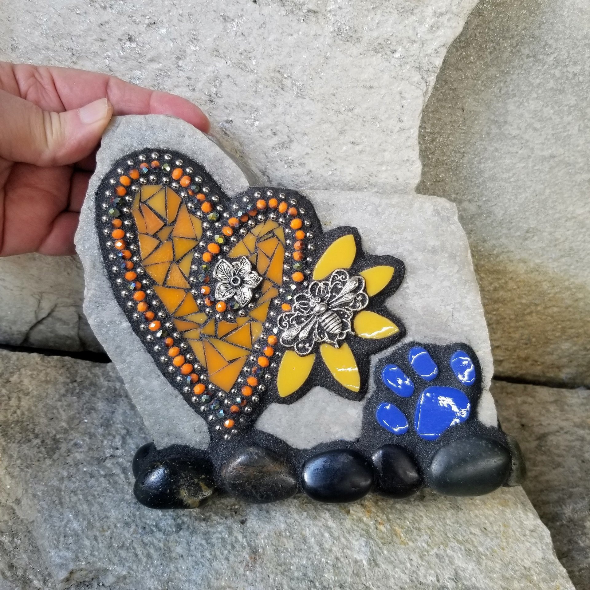 Light Orange Mosaic Heart Pet Memorial