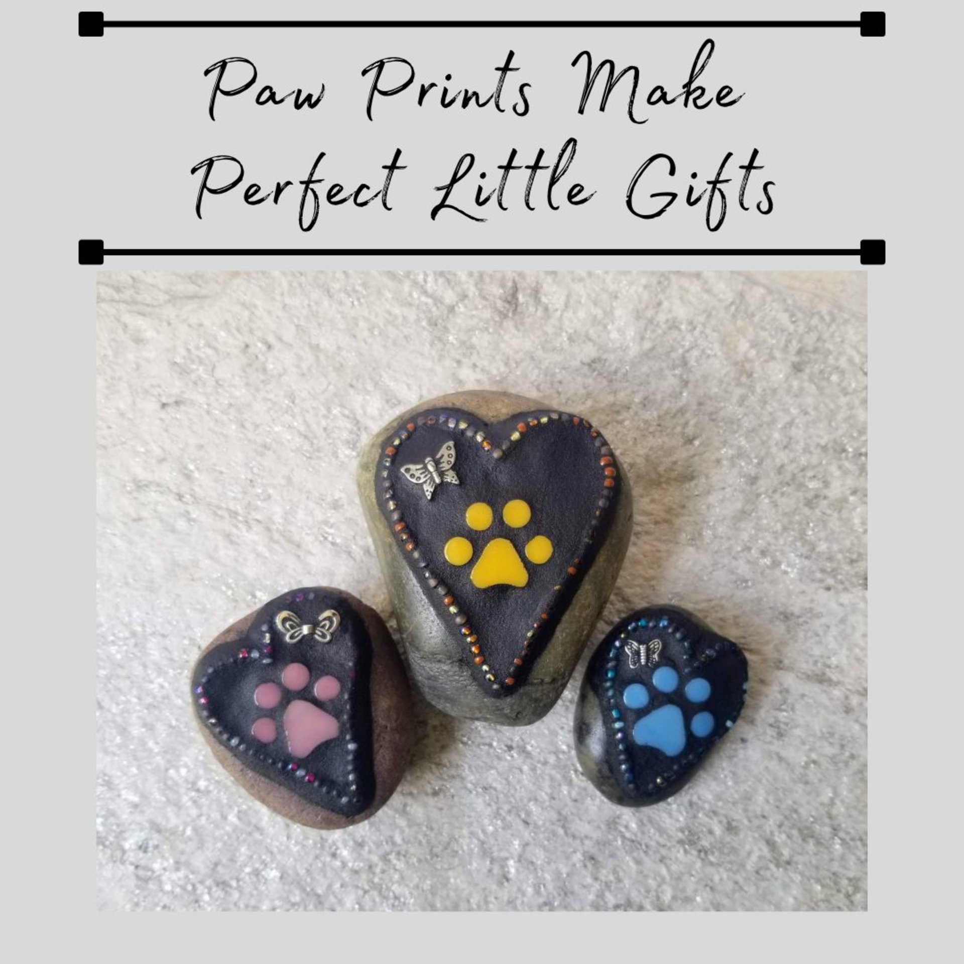 3 Little  Paw Prints, Group #8 Mosaic Stone, Pet Memorial, Garden Decor