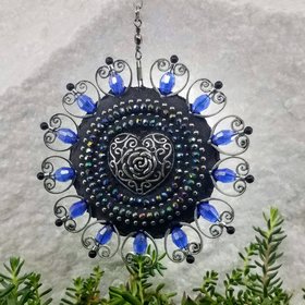 Heart Mosaic Garden Mosaic Spinner, Blue Heart Rays, Home Decor, Garden Decor, Gardening Gift, Suncatcher