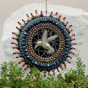 Hummingbird Mosaic Wind Spinner, Home and Garden Decor, Gardening Gift, Suncatcher