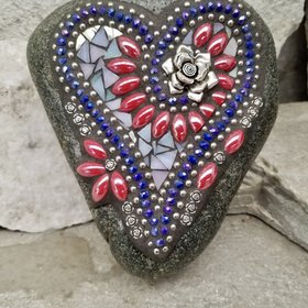 Americana Heart -Mosaic / Garden Stone