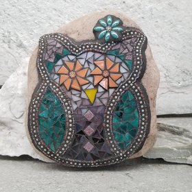 Owl Mosaic Garden Stone, Home Décor, Mosaic Art, Garden Décor