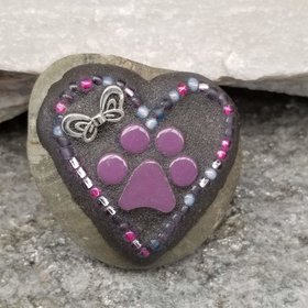 Purple Paw Print, Garden Stone, Pet Memorial, Garden Decor