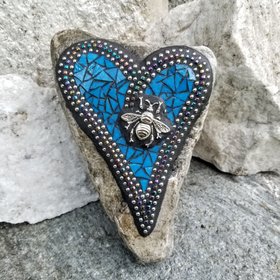 Cornflower Blue Heart,  Mosaic / Garden Stone