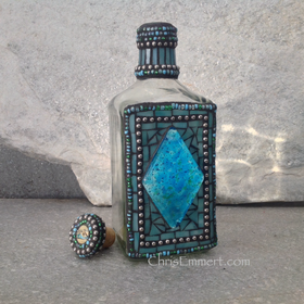 Mosaic Liquor Bottle “Blue Diamond” Up-cycled Decanter