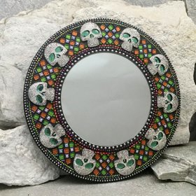 Skulls Mosaic Mirror, Round Mosaic Mirror, Home Decor