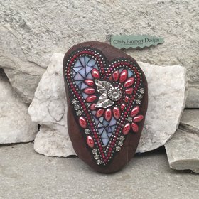 Mosaic red flower heart.