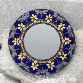 cobalt blue mosaic dragonfly mirror