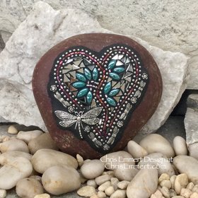 Mirror Valentine Heart, Garden Stone