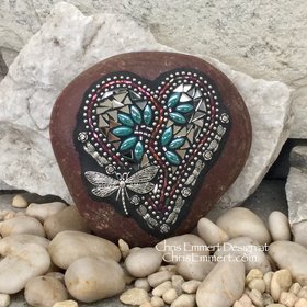 Mirror Valentine Heart, Garden Stone
