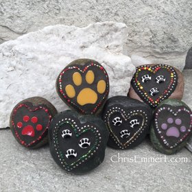 Pet Garden Stone/Paperweights #1 Group Mosaic Heart, Mosaic Rock, Mosaic Garden Stone, Home Decor, Gardening, Gardening Gift,