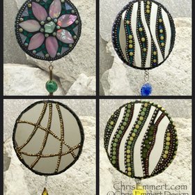Garden Spinners #1 Group Mosaic, Mosaic Rock, Mosaic Garden Stone, Home Decor, Gardening, Gardening Gift,