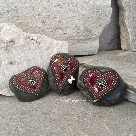 Garden Stone/Paperweights, Red Heart, Group Mosaic, Pet Memorial, Mosaic Garden Stone, Home Decor, Gardening, Gardening Gift,