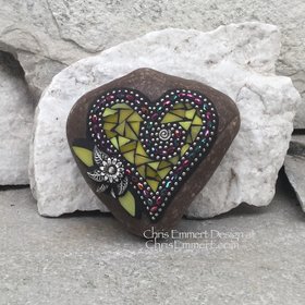 Reserved Yellow Sunflower Heart, Mosaic Paperweight / Garden Stone