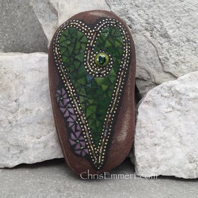 Green Heart, Garden Stone, Mosaic, Garden Decor