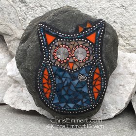 Owl Mosaic Garden Stone,gardener gift, home décor, mosaic art, housewarming, gardening, garden décor