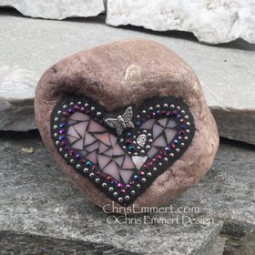 Pink mosaic garden stone/rock
