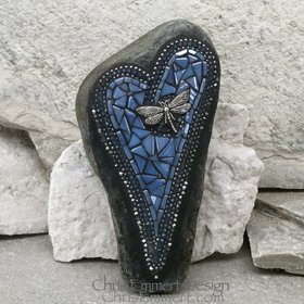 Blue ( Glow in the Dark) Heart -Mosaic / Garden Stone