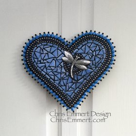 Wall Hanging Heart, Blue #2 ( Glow in the Dark) Heart-Mosaic / Porch Decor, Wall Decor
