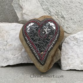 Mirror Heart, Mosaic, Garden Stone, Hummingbird, Gardener Gift, Home Decor, Garden Decor