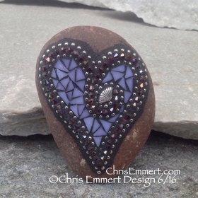 Lavender Mosaic Heart, Mosaic Garden Stone, Gardner Gift, Garden Decor, Mosaic Rock