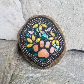 Pet Paw Mosaic Garden Stone Pet Memorial