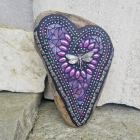  Purple Heart Mosaic Garden Stone