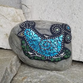 Blue Bird on a Branch Mosaic-Garden Stone