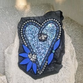 Iridescent Blue Wall Hanging Heart Porch Decor, Wall Decor