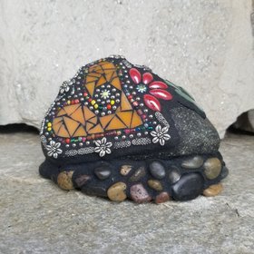 Orange Mosaic Heart Pet Memorial