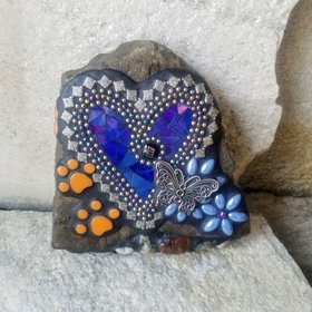 Iridescent Blue Mosaic Heart Pet Memorial