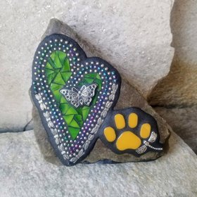 Green Mosaic Heart Pet Memorial